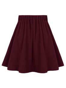 Keke Bloomly 女士时尚简约酒红色半身裙，优雅百搭，适合派对、仪式、通勤、日常、海滩、情人节、春夏等场合。