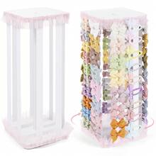 1PC Bow Holder For Girls Hair Bows,White 360 Rotation Hair Bow Organizer, Hair Clips Stand Hair Accessories Rack Display Decors Baby Nursery Toddler Girls Room - 方形 - 查看 12