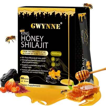  Gwynne Shilajit Honey Sticks Suplementos 30 Sticks Puro Del Himalaya 85 Micronutrientes 3000mg Apto Para Hombres Y Mujeres 100% Natural Orgánico