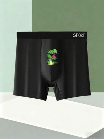 1pc Men's New Boxer Briefs, Creative Abstract Print, Soft Skin-Facing Fabric.