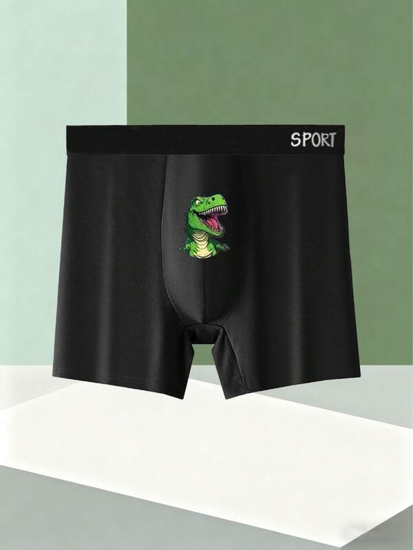 1pc Men's New Boxer Briefs, Creative Abstract Print, Soft Skin-Facing Fabric.