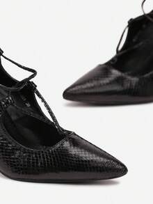 Elegante Schnürpumps mit spitzer Zehenkappe, Damen Abend-/Partyschuh für den Sommer - Schwarz - Übersicht 5