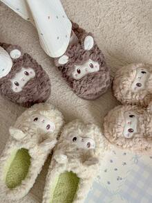 Damskie pluszowe kapcie z motywem owcy z kreskówek, słodkie, materiałowe, na Halloween, do wnętrz, na zimę, grube, na imprezę i do domu