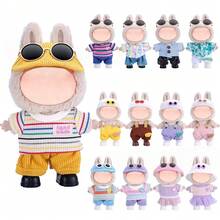 New Casual Fashion Outfit Set, Includes T-Shirt, Shirt, Tulle Skirt, Princess Dress, Overalls, Compatible With 17cm FORLABUBU Dolls (Doll And Shoes Not Included) - Multicolor - View 1