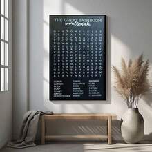 1Pc 2D Flat Printing Bathroom Fun, Word Search, Modern Minimalist Style Canvas Wall Art For Living Room Wall Decor For Bedroom Bathroom Framed Wall Poster Art Prints Ready To Hang Pictures Home Decoration - 彩色 - 查看 8