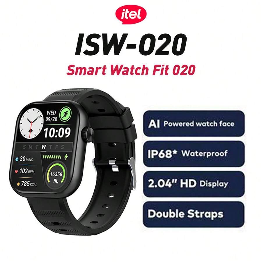 Smartwatch ISW-O20 con pantalla HD de 2.04", con IA, resistencia al agua IP68 y talla grande de 200 modos deportivos profesionales - Negro - Ver 1