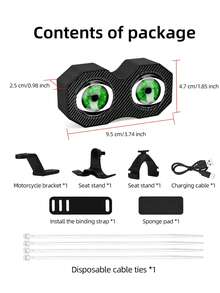 SPNANMA 2025 升级版恶魔眼自行车尾灯，防水智能 LED 自行车尾灯，带 82 个预设，可编程恶魔眼自行车尾灯，带 Type-C 充电，自行车安装支架 - A1 - 查看 12