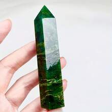 1PC Natural Crystal Emerald Point Healing Crystal Quartz Tower Healing Wand Stone Meditation Stone Energy Gem Home Decoration Christmas Gift