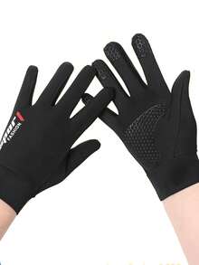 1 Pair Summer/Autumn Breathable Mesh Gloves - Smooth Elastic, Thickened Design, Unisex For Kids & Adults, Five-Finger, Ribbed Cuffs, Perforated Grip, Suitable For Skiing, Cycling And Outdoor Sports (Mixed Colors), Fashionable Youth Accessories, Children Sports Gloves - Multicolor - View 3
