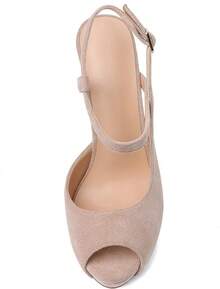 Women's Platform Heel Pumps Slingback Peep Toe High Heel Sandals 5 Inches Stiletto Heel Party Dress Shoeshalloween - 絨面米色 - 查看 5