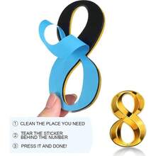 10 Pcs House Numbers 3D Door Mailbox Numbers 0 - 9 Self Adhesive House Door Street Address Stickers, Apartment, Office, Hotel Room, Mailbox Signs4x 2.5 Inches, Black - 4 X 2.5 Inches + Gold - View 5