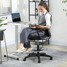 Drafting Chair With Adjustable Footrest, Mesh Office Chair With Lumbar Support, Adjustable Height Standing Desk, Black - Black - View 10