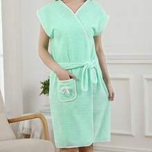 1pc Minimalist Wearable Bathrobe, Pineapple Plaid Design, Quick-Drying Soft Fabric, Comfortable To Wear - Multicolor - View 8