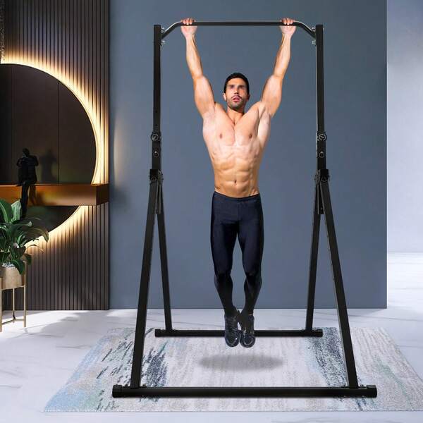 440 lbs Power Tower Dip Station Klimmzugstange für das Heimfitnessstudio, faltbares multifunktionales Trainingsgerät für Klimmzüge