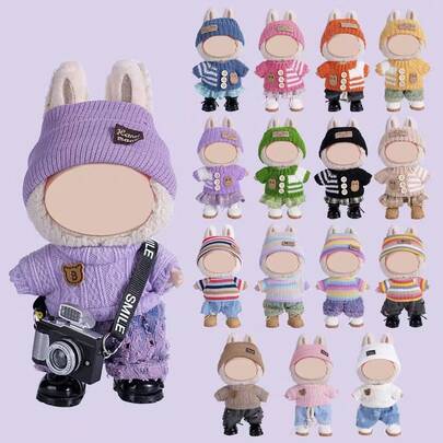[Clothes Only] New Hot Selling 17CM Wearable Doll Clothes For 1st, 2nd, 3rd Generation 17CM Vinyl Dolls, Versatile Casual Dress Suit Set For LABUBU (Doll Not Included)