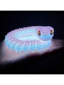 3D 打印夜光蛇装饰，新年礼物，全铰接毒蛇模型，逼真的动物雕像，有彩虹色、荧光绿可选，3D 打印蛇，成人玩具（眼睛随机） - 彩色 - 查看 7