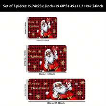 2pcs/3pcs, Christmas Home Kitchen Mat Set - Santa Claus And Christmas Gift Box Pattern Kitchen Decoration, Flannel Carpet, Suitable For Sink, Bedroom, Living Room, Dining Area
