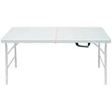125cm Folding Table Portable - Heavy Duty Steel Frame Adjustable Height, Compact Folding Design For Outdoor/Home/Office, Rustproof & Easy Clean (White)