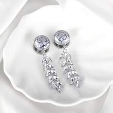 2PCS Elegant Wedding Ear Gauges Diamond Stainless Steel Ear Plugs Tunnels Ear Gauge Stretcher Fashion Rhinestone Tassel Dangle Earrings Body Piercing Jewelry Women