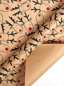 1pc 300x43cm Christmas Gift Wrapping Paper With Reindeer, Santa Claus, Christmas Tree Patterns, Gift Packaging Decoration Paper - Multicolor - View 13