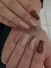 24 Pieces/Random Delivery - High-End Salon-Grade Press-On Nails - Short Square Full-Coverage False Nails, Solid Color Nails, Almond-Shaped Press-On Nails, Coffin-Shaped Nails, Oval Nails. Various Nails, Press-On Nails, Nail Art Supplies, Suitable Women And Girls Who Love Beauty, Improve Themselves, And Be Good To Themselves/Manicure (Random Delivery);