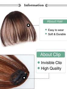 Children's Clip-On Bangs Wig With Sideburns, Heat-Resistant Fiber Invisible Air Bangs Extension, 3-Second Invisible, Suitable For Daily, Festival, Party Wear (Black/Brown/Light Brown)