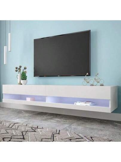 LED TV Cabinet, Wit Low Cabinet Lighting, High Quality Plenty Of Storage Space Your Living Room 140x40x30.5cm view 3