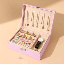 Luxury Imitation Leather Jewelry Storage Box With Lock - Spacious, Soft Lined Drawers, Perfect Christmas, Halloween, Birthday Gift For Girls, Durable And Elegant