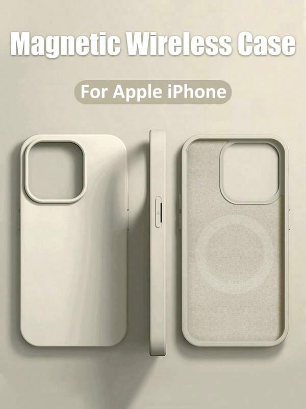 VOUVI Étui de téléphone magnétique au toucher de silicone de luxe compatible avec les 17, 16, 15, 14, 13, 12, 11 Pro Max et 16, 15, 14 Plus, 17 Air. Prend en charge la charge sans fil. Étui de téléphone de couleur unie simple, convient aux hommes et aux femmes.