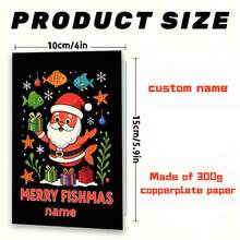 2/4pcs Personalized Joyful Fish Christmas Greeting Cards - Add Your Name, Holiday Aquarium Scene, Goldfish And Snowflakes, Perfect Gift For Fish Lovers And Family Greetings, Suitable For Christmas, New Year, Winter Birthday And More - Multicolor 2 - View 5