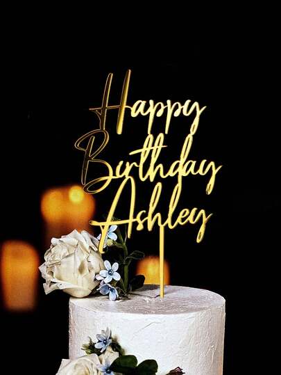 Personnalisé Joyeux anniversaire Gâteau Topper Nom personnalisé et âge Miroir doré Gâteau d'anniversaire Topper Décoration de fête d'anniversaire