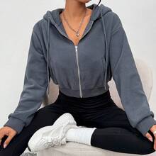 Sudaderas con capucha con cremallera para mujer, chaquetas cortas, sudaderas de forro polar, atuendos de otoño casuales y cómodos, ropa de invierno 2025