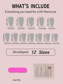 Upgrade Your Charm With 24pcs Cute Pink Almond-Shaped Mirror Press-On Nail Tips, Featuring Small Light Bulb Designs That Illuminate And Add Shine To Your Daily Or Party Wear. Comes With 1 Nail File And 1 Piece Of Glue. Press On Nails Nail Supplies - 多色 3 - 查看 6
