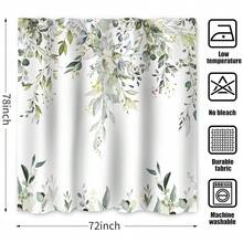 Sage Green Eucalyptus Extra Long Shower Curtain, Watercolor Leaves Plant Spring Floral Waterproof Fabric Machine Washable With Hooks For Bathroom Bathtub Decor 72Wx78H{"Color_name":"GreenWhite","Size_name":"72\"Wx78\"L(Packof1)"} - 多色6 - 查看 8