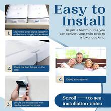 Premium Bed Bridge Twin To King Converter Kit - Bed Filler to Make Twin Beds Into King Connector - Twin Bed Connector King Maker Mattress Connector Guests Stayovers Family Gatherings - Puente de cama, 30,5 cm (Premium) - Ver 7