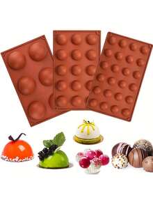 1pc Semi-Circle Silicone Cake Mold, 3D Semi-Circle Chocolate Cookie Baking Mold, Suitable For Mini Cakes, Desserts, Pastries, Kitchen Baking Tools