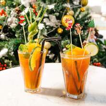 100 Pack 12 Design Christmas Cocktail Picks For Appetizers, 4.7 Inch Cocktail Sticks Xmas Trees Cocktail Sticks For Cake Dessert Food Fruit Christmas Party Decorations