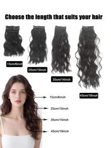 Extensiones de cabello con clip de fibra sintética resistente al calor con ondas de agua de 6-18 pulgadas para cabello ralo, para volumen instantáneo en las raíces (uso diario/fiesta)