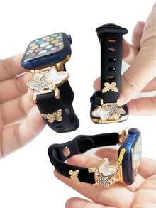 1pc Fashion Silicone Watch Band Compatible With Apple Watch Band 38/40/41/42/44/45/46/49mm, Butterfly Alloy Buckle Silicone Bracelet Suitable For Apple Watch Ultra 2 Series 1-10 & SE - Band Only