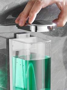 Wall Mounted Liquid Soap Dispenser, Hands-Free Shower Gel/Shampoo Bottle Holder, No Drill Required Kitchen Items Kitchen Accessories Kitchen Kitchen Tools - Silver - View 8