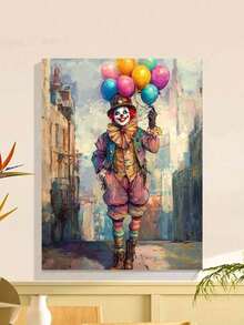 1 Set Beginner DIY Adult Number Painting Kit  Including Paints, Canvas, Brushes And Instructions | Happy Clown With Balloons | 40x50cm/15.7x20in Frameless For Home Decor, Family Activity, Father's Day, Mother's Day, Holiday Gift - Multicolor - View 7
