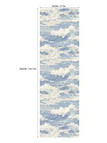 ihomeli 17.7英寸 x 9.8英尺 可移除蓝色波浪图案自粘壁纸，无缝海洋波浪纹理，防水墙面装饰，家居装饰，房间装饰 - 彩色 - 查看 15