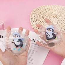 5件套卡通挤压暖手宝，图案款式随机，便携式可爱圆形热水袋，自加热秋冬挤压取暖器 - 彩色 - 查看 2