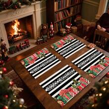 1 pièce/4 pièces/6 pièces/100 pièces Sets de table imprimés motifs de Noël, sets de table isolants thermiques, conviennent pour la décoration de la maison, les repas de fêtes, la cuisine et la décoration de fête, peuvent être offerts en cadeau de Noël - Multicolore - Voir 1