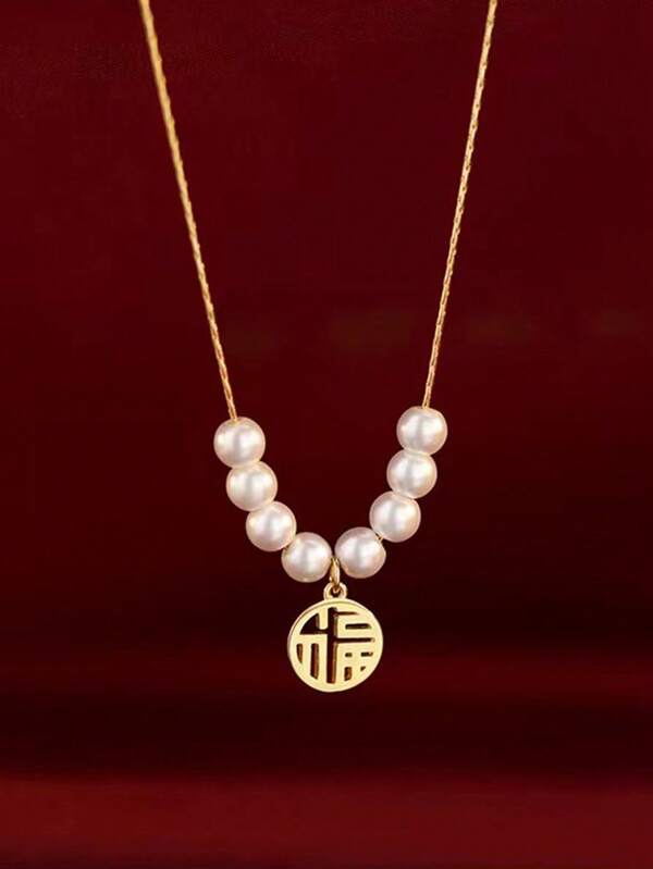 BALMORA 1 S925 Sterling Silver Elegant Versatile Faux Pearl Collarbone Chain Pendant Necklace For Women Daily Parties Holiday Jewelry Gifts