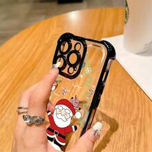 Funda de Teléfono Temática de Navidad de Dibujos Animados Compatible con los Modelos 17, 16E, 16, 15, 14, 13, 12, 11, Pro,,, X, XR, XSMAX, 8 y Plus.Adoptando un diseño de cubierta trasera transparente y suave para evitar caídas. - Colores mixtos - Ver 5