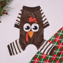 1pc Thanksgiving & Christmas Pet Dog , Turkey Print Design Pet Four-Leg Outfit, Soft Breathable Christmas Holiday Pet Costume, Suitable For Small/Medium Dogs & Cats, Perfect Holiday Party Gift