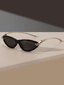 1pc Casual PC (Polycarbonate) Women's Fashion Cat Eye Frame Glasses, Y2K Item For Daily Casual, Versatile, Party, Street Snap - Black Frame Full Gray Film - View 7