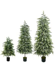 1 Pack 2FT/3FT/4FT Artificial Cedar Tree, Realistic Potted Cedar Tree Topiary Artificial Plant Shrub For Front Porch Home Office Decoration, Home Christmas Decoration, Holiday Party Dinner Decoration Christmas Decorations Home Christmas Gifts Christmas Decor - Green - View 1