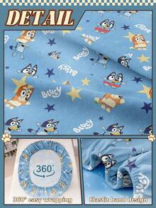Bluey Juego de sábanas con estampado digital de , funda nórdica, protector de colchón, cubrecama, sábana ajustable, textil para el hogar cómodo, sábana ajustable de tonos frescos, protector de colchón transpirable y antipilling, suave y amigable con la piel, cubrecama con estampado de dibujos animados, decoración del hogar de , funda de sofá, sábana ajustable, cubrecama de tamaño king, sábana ajustable extra grande, juego de sábanas ajustables - Azul - Ver 7